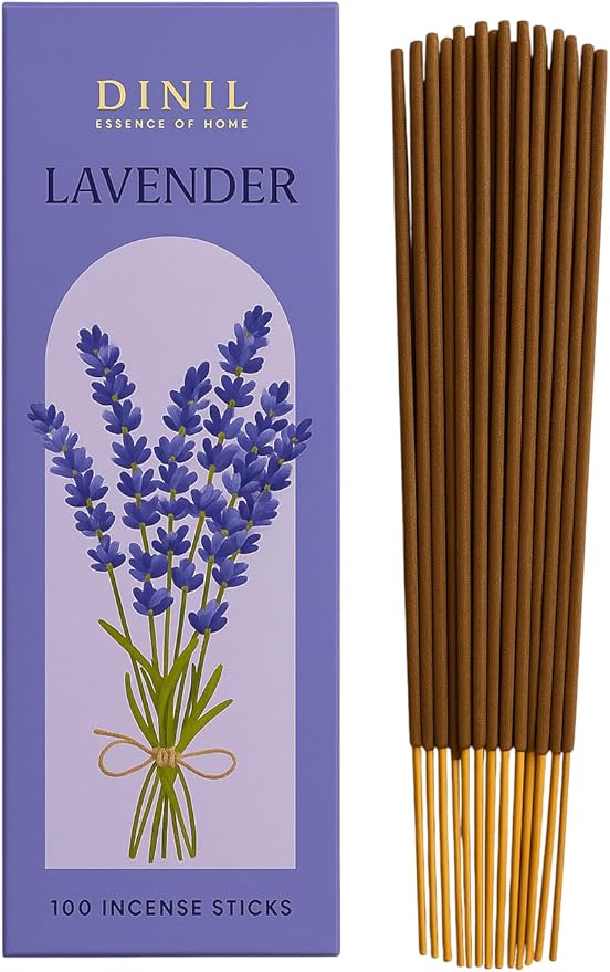 Dinil Lavender Incense Sticks – 100 Sticks | Hand-Rolled, Charcoal-Free | Clean Burn, Low Smoke | Aromatic Incense for Meditation, Yoga & Home Fragrance Dinil