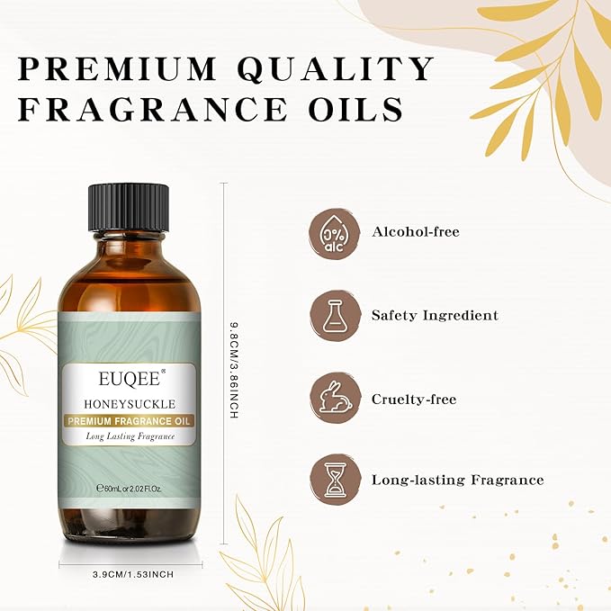 EUQEE Honeysuckle Fragrance Oil 60 ml Premium Fragrance Essential Oil with Glass Dropper for Candle Making, DIY Bath Bombs, Aromatherapy (2.02 Fl oz) - Bloomnest