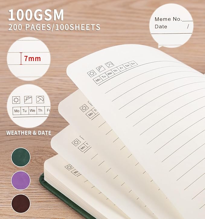 Lined Journal Notebook for Women Men, B5 Hardcover Leather Journals for Writing, 200 Pages Thick Paper, Daily Journal Notebook for Work, School, Note Taking, Business, Travel, College Ruled - Bloomnest