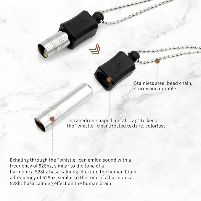 528 Hz Meditation Necklace Quit Smoking Necklace Breathing Frequency Sound Healing Device by Adjusting The Breathing for Anxiety & Stress Relief Mindfulness (Black) MIKUHOT