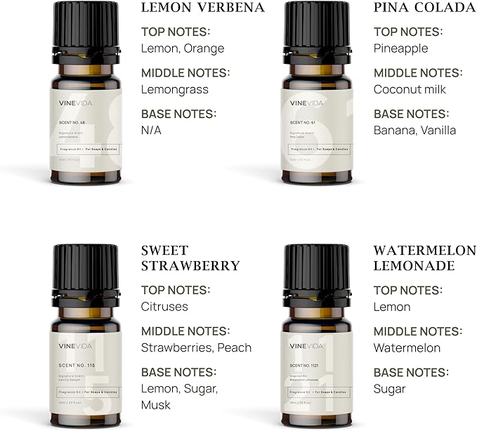 VINEVIDA [Set of 8] Fruit Scents for Candle Making, Made in USA Candle Fragrance Oil, Soap Making Essential Oils, Diffuser Oil Scents - Bloomnest