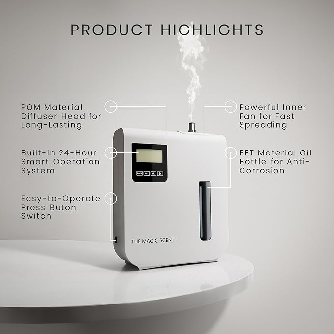 The Magic Scent Diffuser, Scent Air Machine for Home & Hotels, HVAC or Portable Nebulizing Diffuser - Large Room Waterless Aroma Machine - Aroma Oil Included - Bloomnest