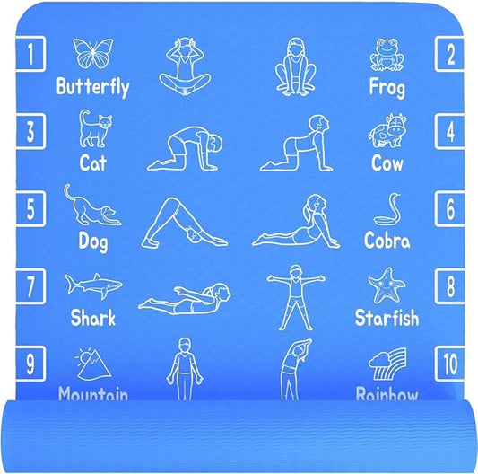 Plyopic Kids Yoga Mat - Non-Slip Lightweight TPE Exercise Mat - Ideal for Boys & Girls (Ages 3-12), Toddlers & Children in Kindergarten, Preschool, School. PVC Free. 6mm Thick. Carry Strap - Bloomnest