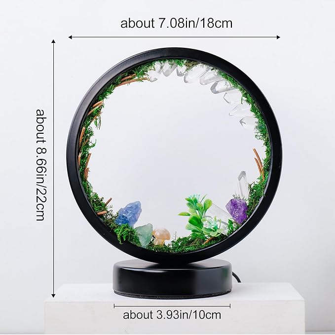 Runyangshi Forest Style Bedroom Night Light USB Port 3 Colours Dimming Mode Bedside Lamp Natural Clear Quartz Single Crystal Healing Crystal Night Lamp for Bedroom Office Home Decor Gift - Bloomnest