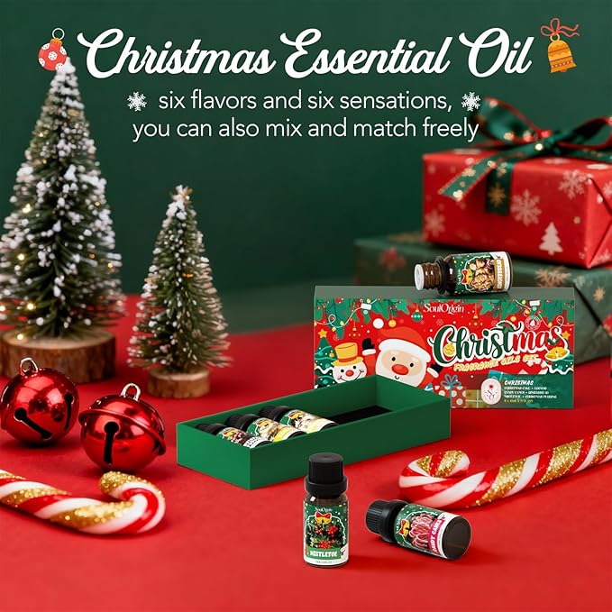 Christmas Essential Oils Set, Fragrance Oil Set for Diffuser, Scent Diffuser Oil for Candle Making-Christmas Cake, Eggnog, Candy Canes, Gingerbread, Mistletoe, Christmas Pudding - Bloomnest