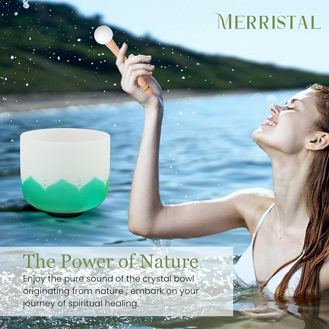 432HZ 6-12 Inch 7 Pcs Lotus Frosted Crystal Singing Bowl Set for Meditation Healing Yoga Chakra Quartz Crystal Sound Bowls with Heavy Duty Carry Cases and Rubber Mallet,Suede Striker,O-rings - Bloomnest