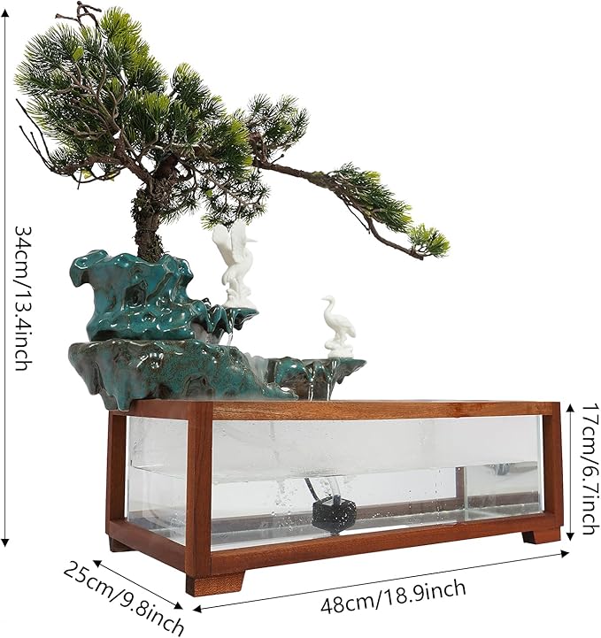 Water Fountain, Antique Indoor Desktop Water Fountains, Illuminated Waterfall with Atomizer, Tabletop Decor for Home, Office, Bedroom Desk Decoration - Bloomnest