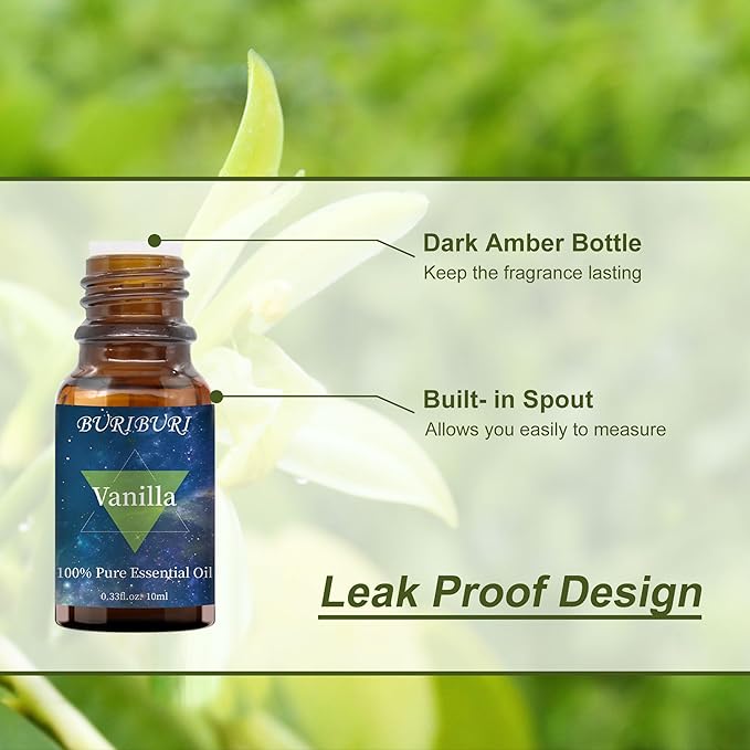 BURIBURI Vanilla Essential Oil, 100% Pure, Undiluted, Natural Aromatherapy Oil for Diffuser, Massage - Bloomnest