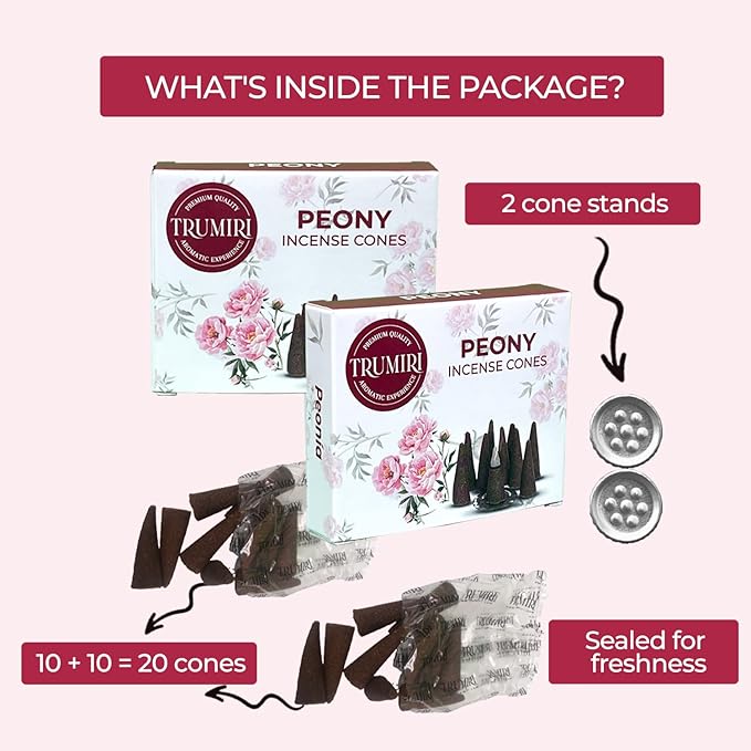 Peony Incense Cones - 20 Cone Incense - Dual Pack - Scented TRUMIRI