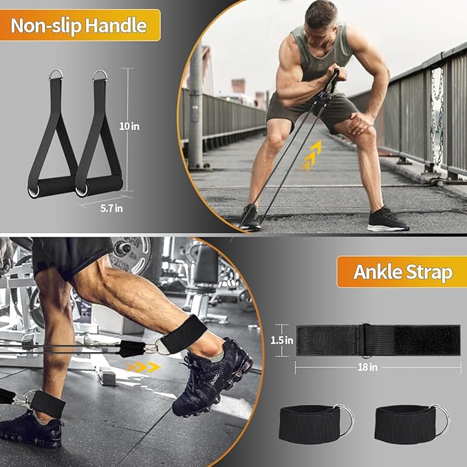 WHATAFIT Resistance Bands, Exercise Bands，Resistance Bands for Working Out, Work Out Bands with Handles for Men and Women Fitness, Strength Training Home Gym Equipment - Bloomnest