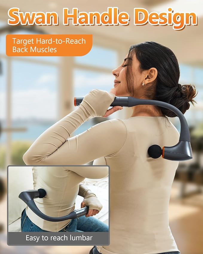 Convertible Massage Gun Deep Tissue for Back Neck Muscle Pain Relief - Electric Handheld Percussion Shoulder Massager Tool with Detachable Long Handle Portable Case - Bloomnest