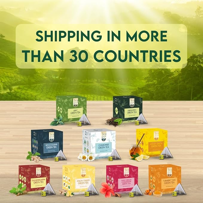 Turmeric Tulsi Tea Bags (50 Count), Green Tea with Turmeric & Peppermint, Stress Relieving, Low Caffeine Gluten Free, Whole Loose-Leaf Pyramid Tea Bags - Bloomnest