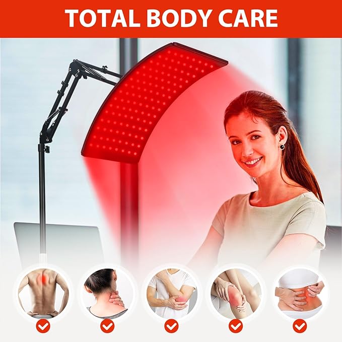 Red Light Therapy for Body, Adjustable Infrared Light Therapy Lamp with Stand - 660nm Red Light and 850nm Near Infrared Light Lamp Device for Facial and Body Skincare Doinart