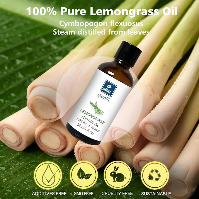Lemongrass Essential Oil 1 Oz – 100% Pure Natural Lemongrass Oil for Diffuser, Skin, Body, Spray, Massage & DIY, Fresh Citrus Aroma - Bloomnest