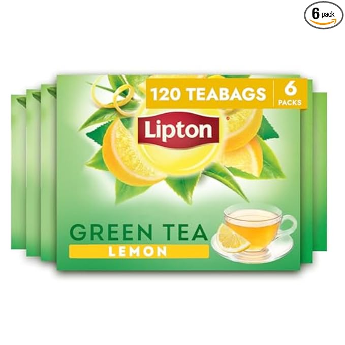 Lipton Lemon Green Tea Bags, Flavored, Unsweetened Teabags for Hot Tea or Iced Tea with Caffeine and Flavonoids, 120 Total Tea Bags (20ct - Pack of 6) - Bloomnest