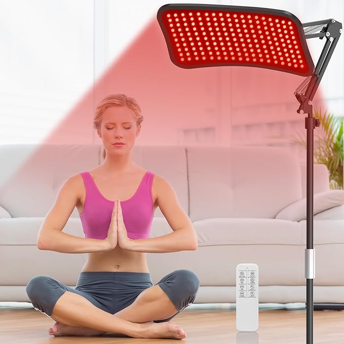 Red Light Therapy for Face Body, Advanced 2-in-1 Red Light Therapy Lamp with Desktop Stand, Tri-Wavelength 660nm, 850nm, 940nm Infrared Light Panel with Timer for Skin Care, Full Body Pain Relief