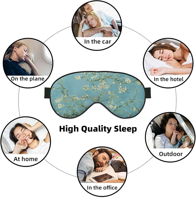 Sleep Eye Mask Abstract Blossom Blue Floral Sleep Mask for Women Men Comfortable Eye Mask with Adjustable Strap Soft Eye Cover Blindfold for Travel Yoga Nap Shift Work - Bloomnest