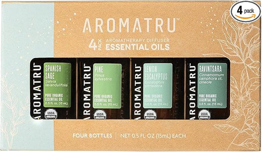 Breathe Essential Oil Kit – Spanish Sage, Pine, Lemon Eucalyptus, and Ravintsara – Organic & Wildcrafted – ISO Certified – No Synthetic Fillers – Ethically Sourced - Bloomnest