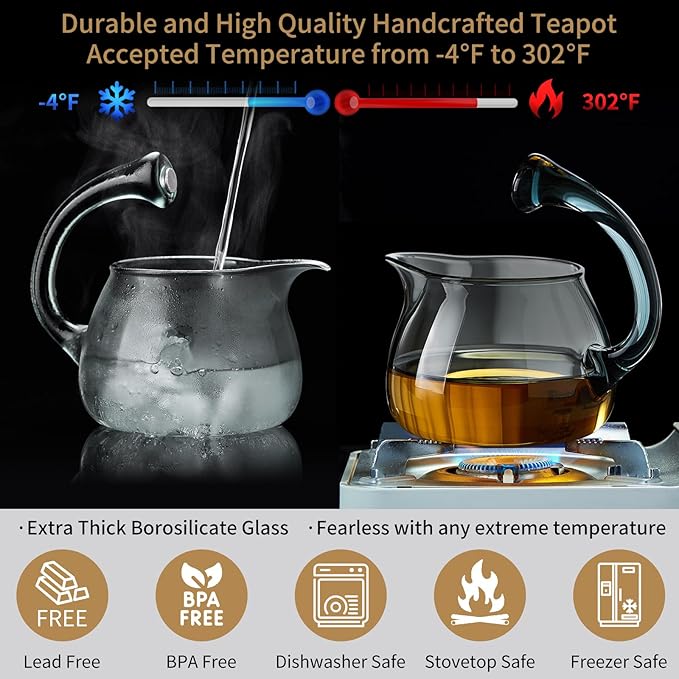 Magnetic Glass Teapot Tea Pot With Magnetic Ball, 12 OZ Drip-Teapot With Infuser, Kungfu Tea Set, Semi-Automatic Glass Turkish Tea Set 350ML - Bloomnest