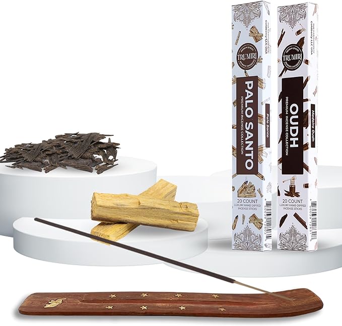 Trumiri Incense Sticks - Combo Pack of 40 Insence-Sticks - 20 Palo Santo + 20 Oud - Insenses - Insents - Incents - Inscense - Incence - Incienso - All Natural Incense Sticks TRUMIRI