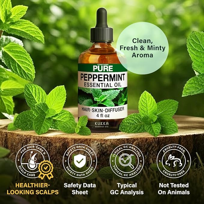 KUKKA Peppermint Essential Oils - 4 Fl Oz - for Hair, Skin, Diffuser, Aromatherapy & DIY Soap Making Scent (Pack of 2) - Bloomnest
