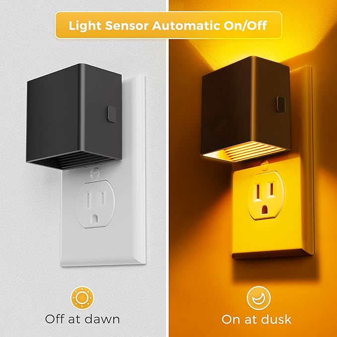 L LOHAS LED Night Light,Night Lights Plug into Wall,[2-Pack] Dimmable Night Light with Light Sensor,1800K Amber Light,Modern Nightlight for Bathroom Hallway Kitchen - Bloomnest