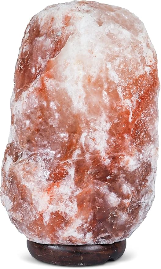 Himalayan Secrets Large Salt Lamp - Natural Pink Crystal with Wooden Base - Dimmer Cord and Bulb Included (18-22 LBS)