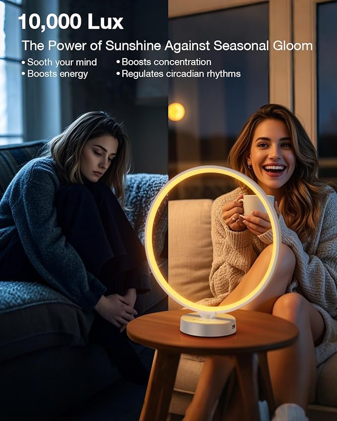 Sun Lamp 10000 Lux Light Therapy Lamp, UV-Free with Remote Control, 3 Color Temperatures, 4 Bright Levels & Timer, Happy Seasonal Sunlight for Home, Office - Bloomnest