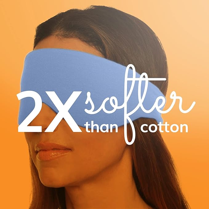 Happyluxe Escape Sleep Mask - Buttery Soft Airplane Eye Mask for Sleeping or Napping in Bed. Machine Washable. - Serenity Blue, Made in USA - Bloomnest