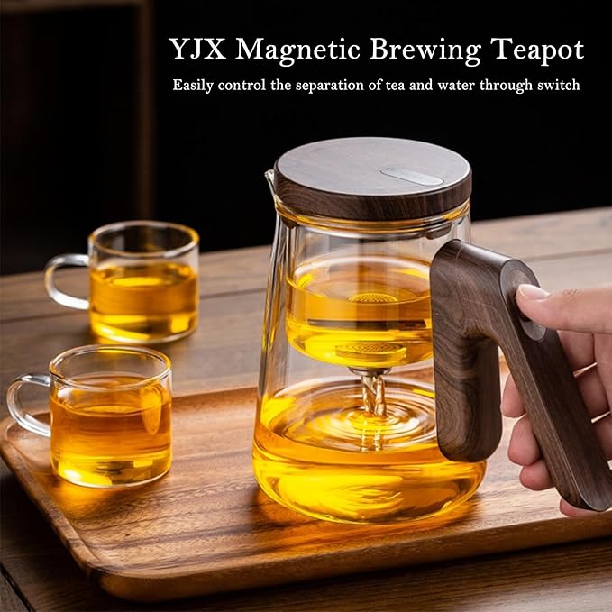 Small 25.4oz Enchanted Glass Teapot, YJX Magnetic Brewing Tea Pot Designed for Convenience, Witchcraft Magic with Strainer for Separation of Loose Tea and Water (750ml) - Bloomnest