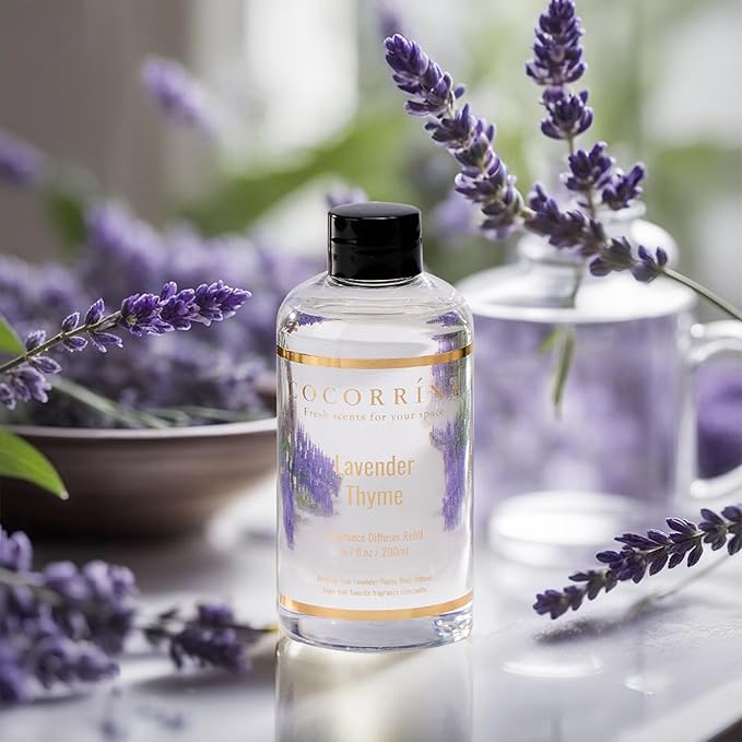 COCORRÍNA Refill- Lavender Thyme 6.7 Fl.oz Reed Diffuser Refill with 8 Sticks - Bloomnest
