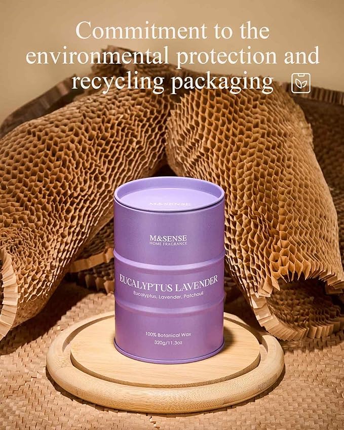 M&SENSE Eucalyptus Lavender Scented Candles Natural Non Toxic, Aromatherapy Candle for Stress Relief Meditation Relaxing, Housewarming Gifts for Women Men, 11.3oz 70 Hour Long Burning - Bloomnest