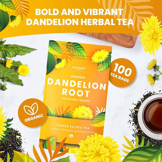 Organic Dandelion Root Tea-100 Tea Bags | Organic Herbal Tea | Eco-Friendly Tea Bags | Non-GMO Caffeine Free Tea - Bloomnest