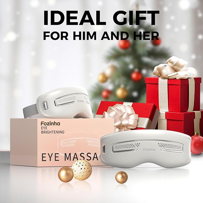 Eye Massager with Heat and Cooling, 12 Vibrators, 4 Massage Modes, 3 Temp Settings, Rechargeable Bluetooth Music, Gifts for Women/Men,Smart Sleep Mask for Relax, Reduce Strain - Bloomnest
