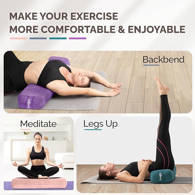 Yes4All Triple-Layer Sponge Yoga Bolster Pillow for Restorative Yoga & Meditation - Versatile Yoga Support Pillow, Balance & Poses Modification - Bloomnest