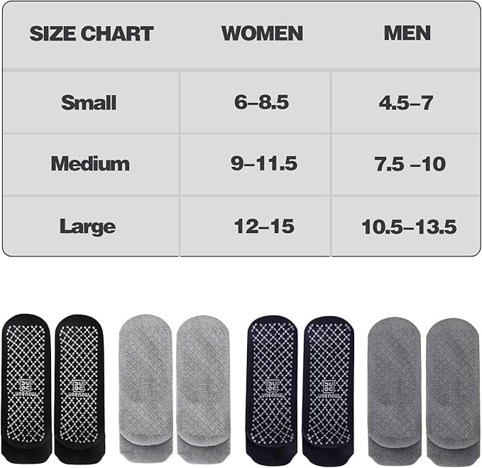unenow Unisex Non Slip Grip Socks with Cushion for Yoga Pilates Barre Home & Hospital - Bloomnest