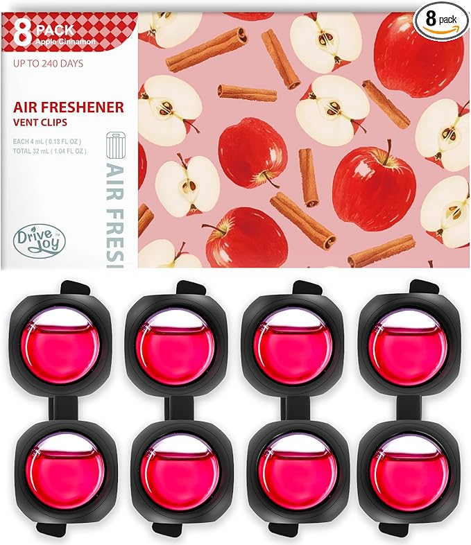 Car Air Freshener Vent Clips, 8 Pack, Provides Long-Lasting Scent, Up to 240 Days, Odor Eliminator (Apple Cinnamon) - Bloomnest