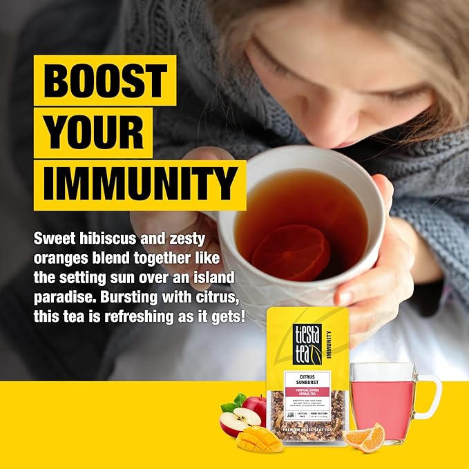 Tiesta Tea - Citrus Sunburst, Loose Leaf, Tropical Citrus Herbal Tea, Premium Non-Caffeinated Fruit Blend, Make Hot or Iced, Brews Up to 25 Cups, 2.1 Ounce Resealable Pouch - Bloomnest