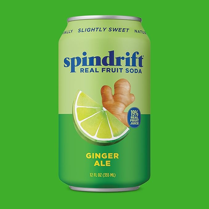 Spindrift Soda Ginger Ale Soda Made with Real Squeezed Fruit 12 Pack Case - Bloomnest
