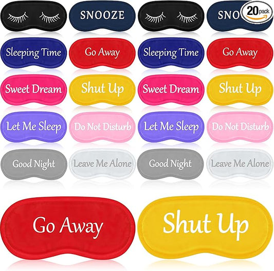Eurzom 20 Pieces Funny Eye Sleeping Mask Bulk with Adjustable Strap Blackout Eye Sleep Mask for Night Blindfold Cover for Women Men(Fresh Colors) - Bloomnest