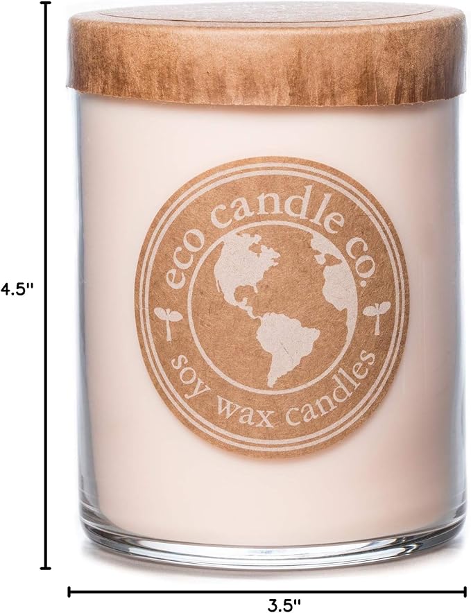 ECO CANDLE CO. Recycled Candle, Gardenia & Guava, 18 oz. Double Wick - Scents of Gardenia, Jasmine, Guava, & Tropical Greens - 100% Soy Wax, No Lead, Kraft Paper Label & Lid, Hand Made - Bloomnest
