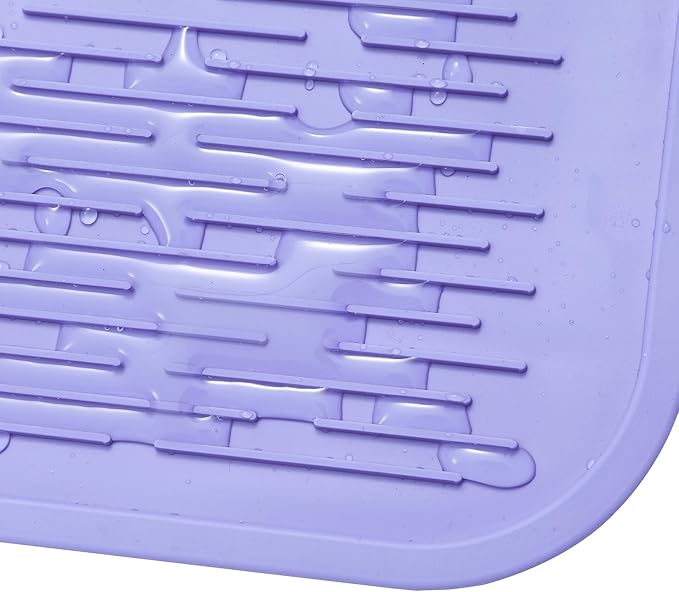Silicone Dish Drying Mat for Multiple Usage,Easy clean,Eco-friendly,Heat-resistant Silicone Mat for Kitchen Counter or Sink,Refrigerator or Drawer Liner Light Purple 5XL 36inches x 18inches - Bloomnest