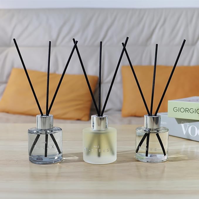 5.07 oz Reed Diffusers with 12 Black Fiber Sticks, 3 Pack Jasmine Apple Lemon Scent Diffusers for Home,Long Lasting Reed Diffuser Set, Up to 90 Days - Bloomnest