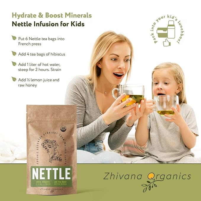 Stinging Nettle Tea Organic (100 Tea Bags) - Stinging Nettle Leaf, Ortiga Verde Organica, Urtica Tea - Bloomnest