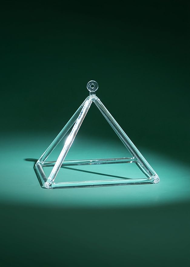 TOPFUND Clear Crystal Singing Pyramid 8 inch with Carrying Case and Quartz Suede Mallet
