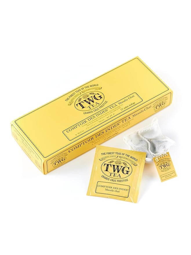 TWG Tea | Comptoir Des Indes Tea | Black Tea | Masala Chai & Spices | 15 Hand Sewn Cotton Teabags | Gift Set - Bloomnest