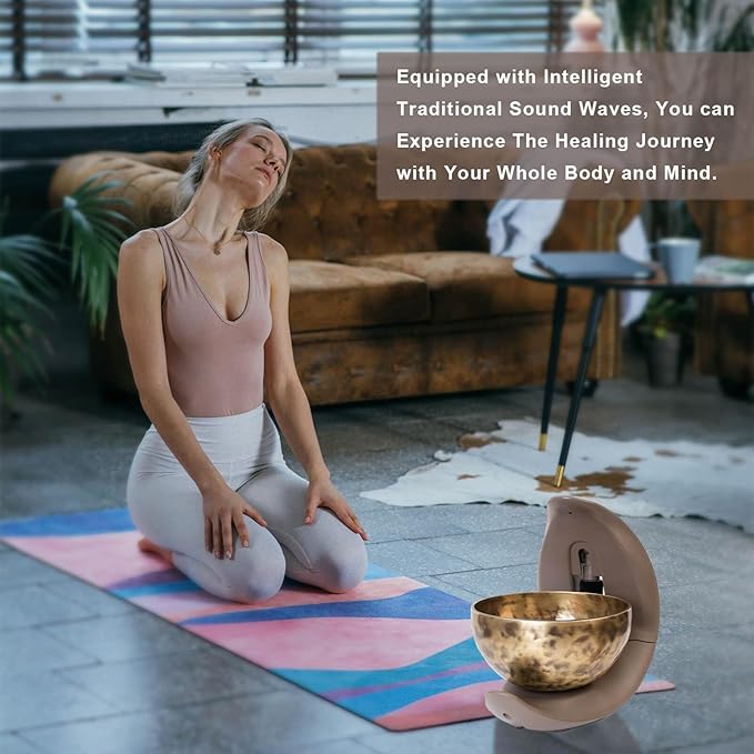 Automatic Singing Bowl Set,8" Tibetan Singing Bowl by Nepalese Handicraft, Master-level Himalayan Sound Healing Suitable for Yoga, Meditation&Relaxation, Mindfulness, Healing and Chakra Balancing - Bloomnest