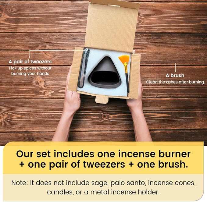 Handcrafted Clay Smudge Pot-Mini Chimenea Incense Holder Burner for Sage, Copal & Palo Santo-Palo Santo Holder Burner-Perfect Anxiety Relief Gift for Women, Zongzi Style, Black - Bloomnest