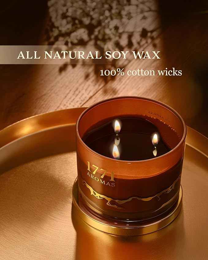 Coffee Scented Candles - 100% Natural Soy Wax - Large 3 Wick Jar Candle - Up to 50 Hours Burning Time - Candles for Home - Gift-Ready Candle for Men & Women - Aromatherapy Candles - Bloomnest