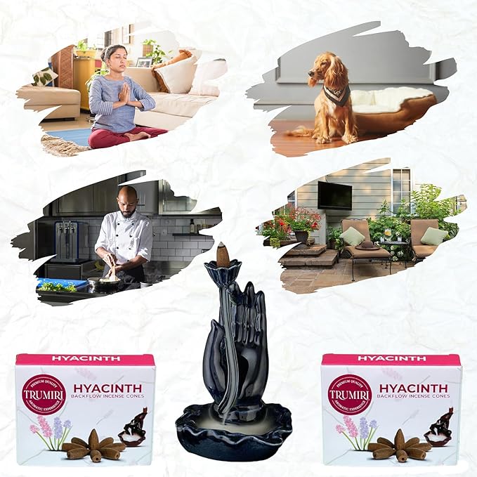 TRUMIRI Hyacinth Backflow Incense Cones - Total 20 Incense Cones Waterfall - Dual Pack of 10 Incense Backflow Cones - Waterfall Incense Cones - Incense Waterfall Cones TRUMIRI